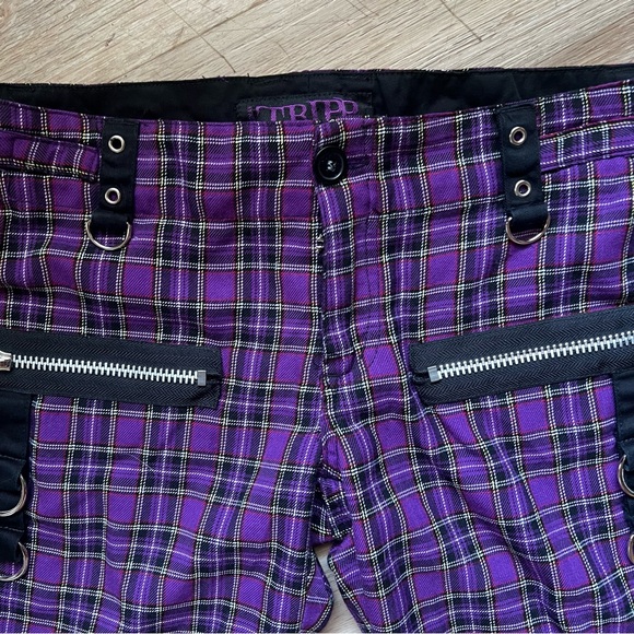 Vintage Tripp NYC 90s Y2K Daang Goodman Plaid Mall Goth Punk Grunge Capri Shorts - Picture 8 of 13